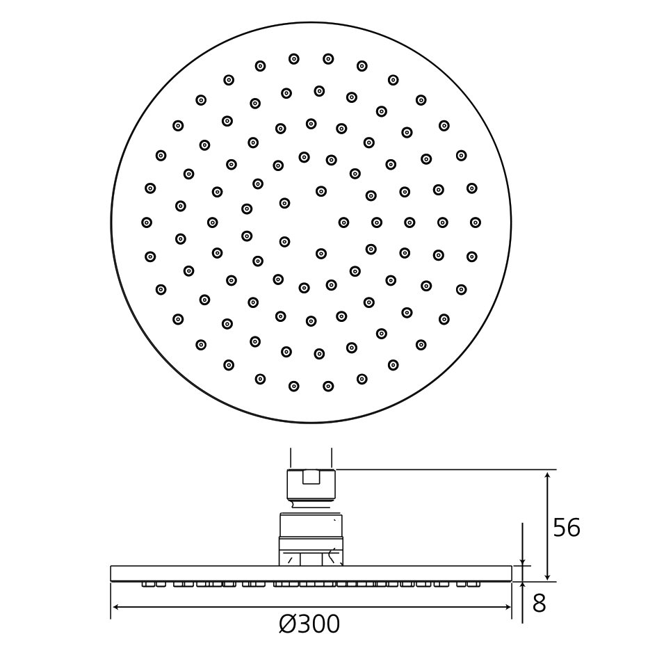 Kopfbrause AqvaDesign - rund - 300 mm Durchmesser - Höhe 7 mm -"easy-clean" - 1/2″ IG - Kugelgelenk, 45° schwenkbar - 35,5 L/min bei 3 bar - Messing-verchromt Kopfbrause AqvaDesign - rund - 300 mm Durchmesser - Höhe 7 mm -"easy-clean" - 1/2″ IG - Kugelgelenk, 45° schwenkbar - 35,5 L/min bei 3 bar - Messing-verchromt
