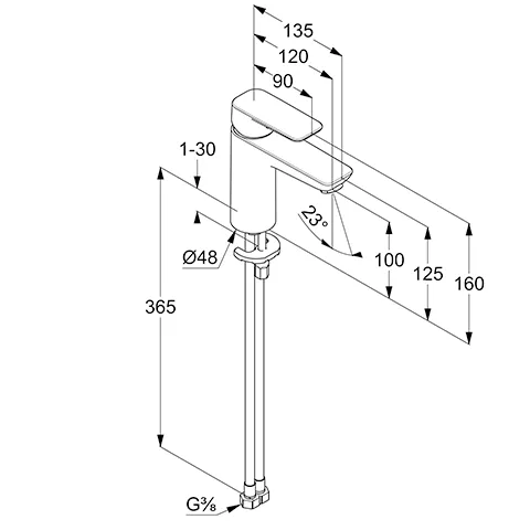 Kludi PURE&STYLE Waschtisch-EHM 100 EcoPlus, o. Ablaufgarnitur chrom
