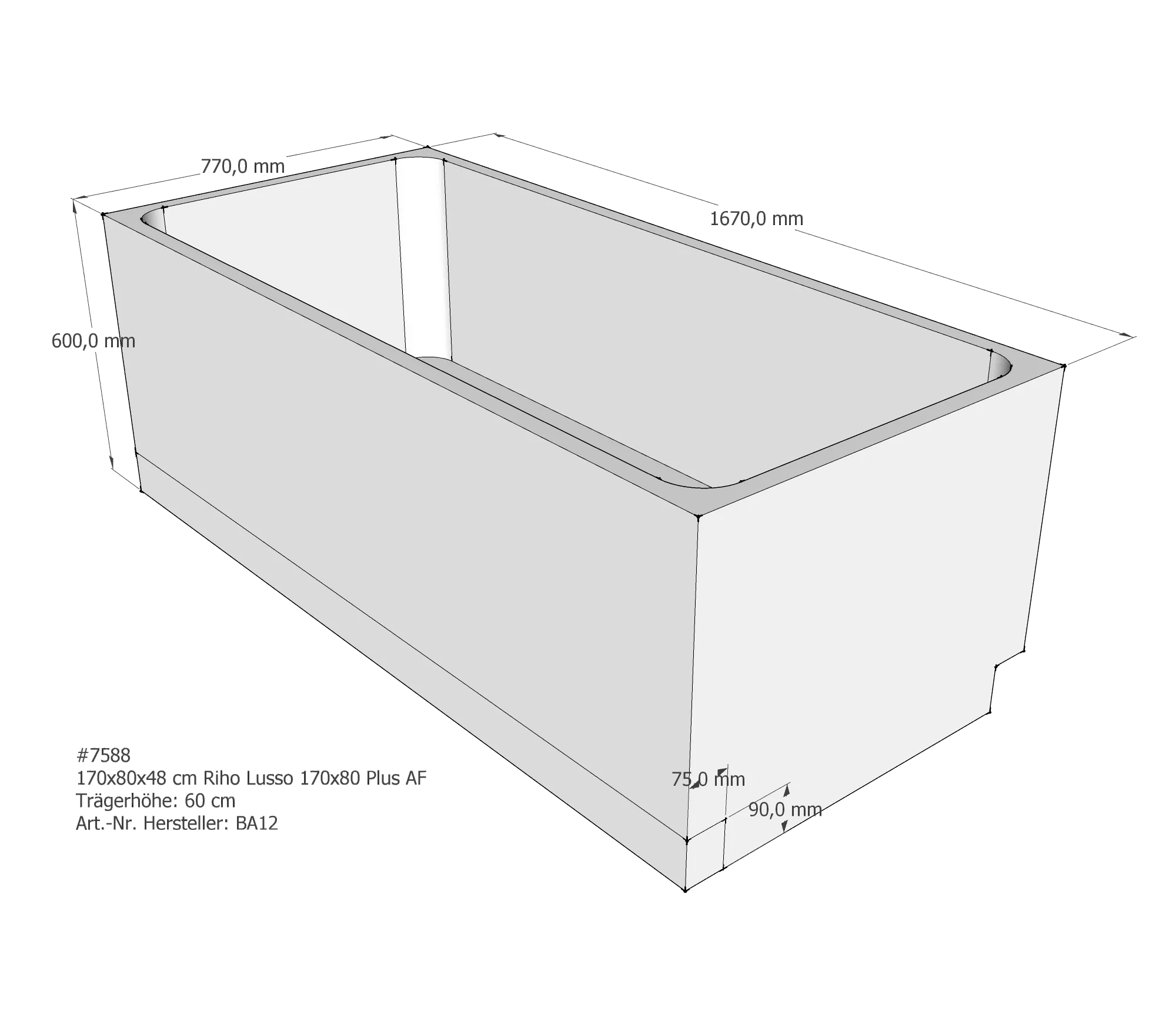 Badewannenträger passend für Riho Lusso Plus 170 × 80 × 48 cm Badewannenträger passend für Riho Lusso Plus 170 × 80 × 48 cm