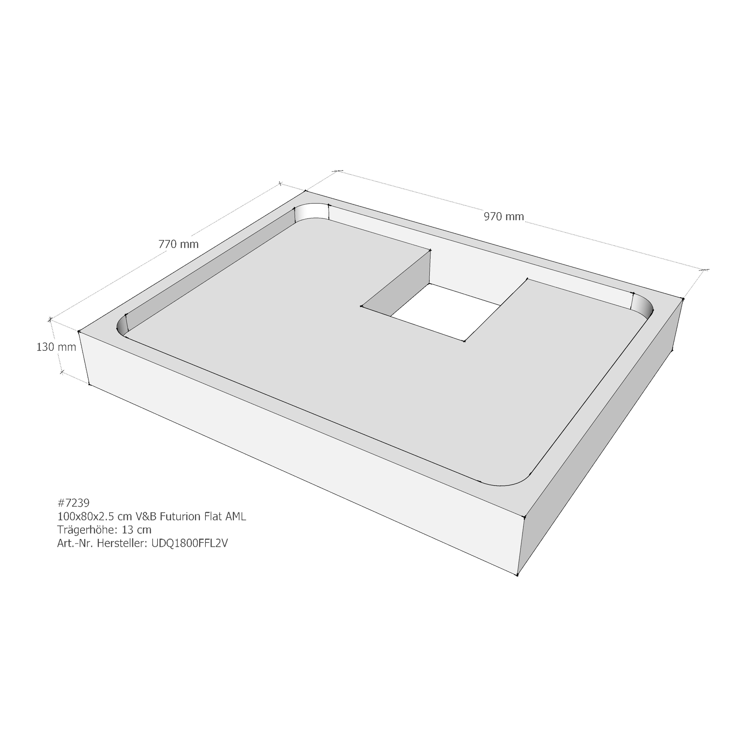 Duschwannenträger für Villeroy & Boch Futurion Flat 100 × 80 × 2,5 cm