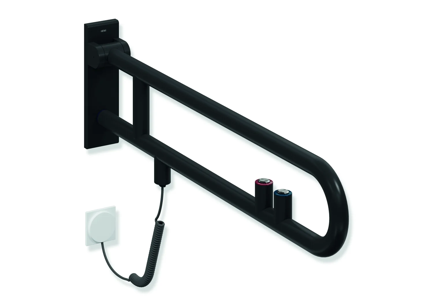 HEWI Stützklappgriff Serie 805 Classic, Edelstahl pulverbeschichtet, Ausladung 850 mm, Farbe Schwarz tiefmatt HEWI Stützklappgriff Serie 805 Classic, Edelstahl pulverbeschichtet, Ausladung 850 mm, Farbe Schwarz tiefmatt