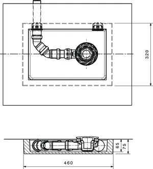 Ideal Standard Ablaufbox Ultra Flat S, DN40, 460x320x75 mm, rechts oder links verwendbar