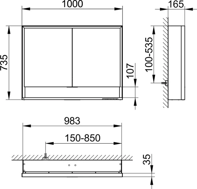 KEUCO ROYAL LUMOS Spiegelschrank Wandvorbau 2-türig kurze Tür silber-eloxiert KEUCO ROYAL LUMOS Spiegelschrank Wandvorbau 2-türig kurze Tür silber-eloxiert