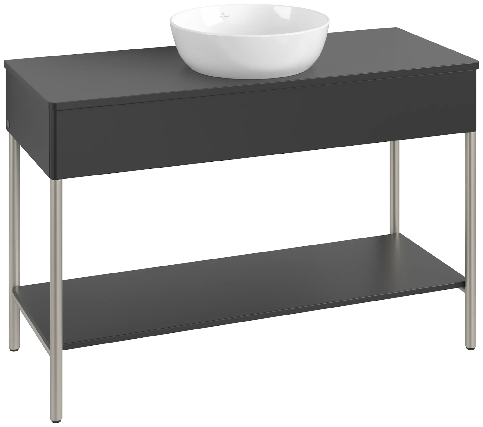 Villeroy & Boch Waschbeckenunterschrank Artis K65010, 1200x782x500 mm, Black Matt Lacquer, Metallgestell, Push-to-open Funktion
