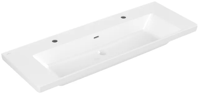 Villeroy & Boch Wandwaschtisch aus TitanCeram „Subway 3.0“ 1300 × 475 × 170 mm, Hahnlochposition links und rechts, ohne Hahnlochbohrung in Weiß Alpin Villeroy & Boch Wandwaschtisch aus TitanCeram „Subway 3.0“ 1300 × 475 × 170 mm, Hahnlochposition links und rechts, ohne Hahnlochbohrung in Weiß Alpin