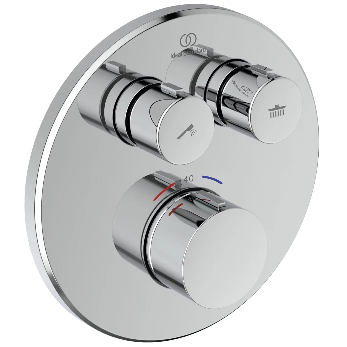 Ideal Standard Ceratherm Navigo Unterputz-Thermostat rund Chrom für Wanne & Dusche, 2 Verbraucher