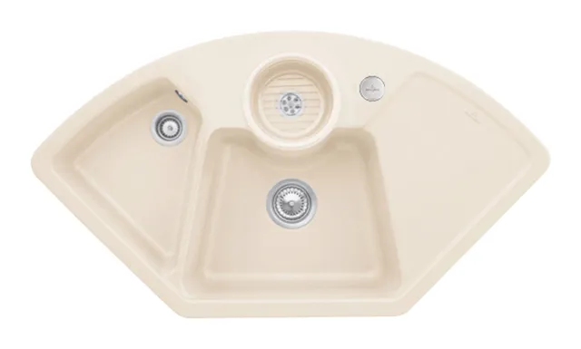 Villeroy & Boch Einbau-Küchenspülbecken „Solo Eck“ 1075 × 600 × 205 mm, Hahnlochposition links in Ivory