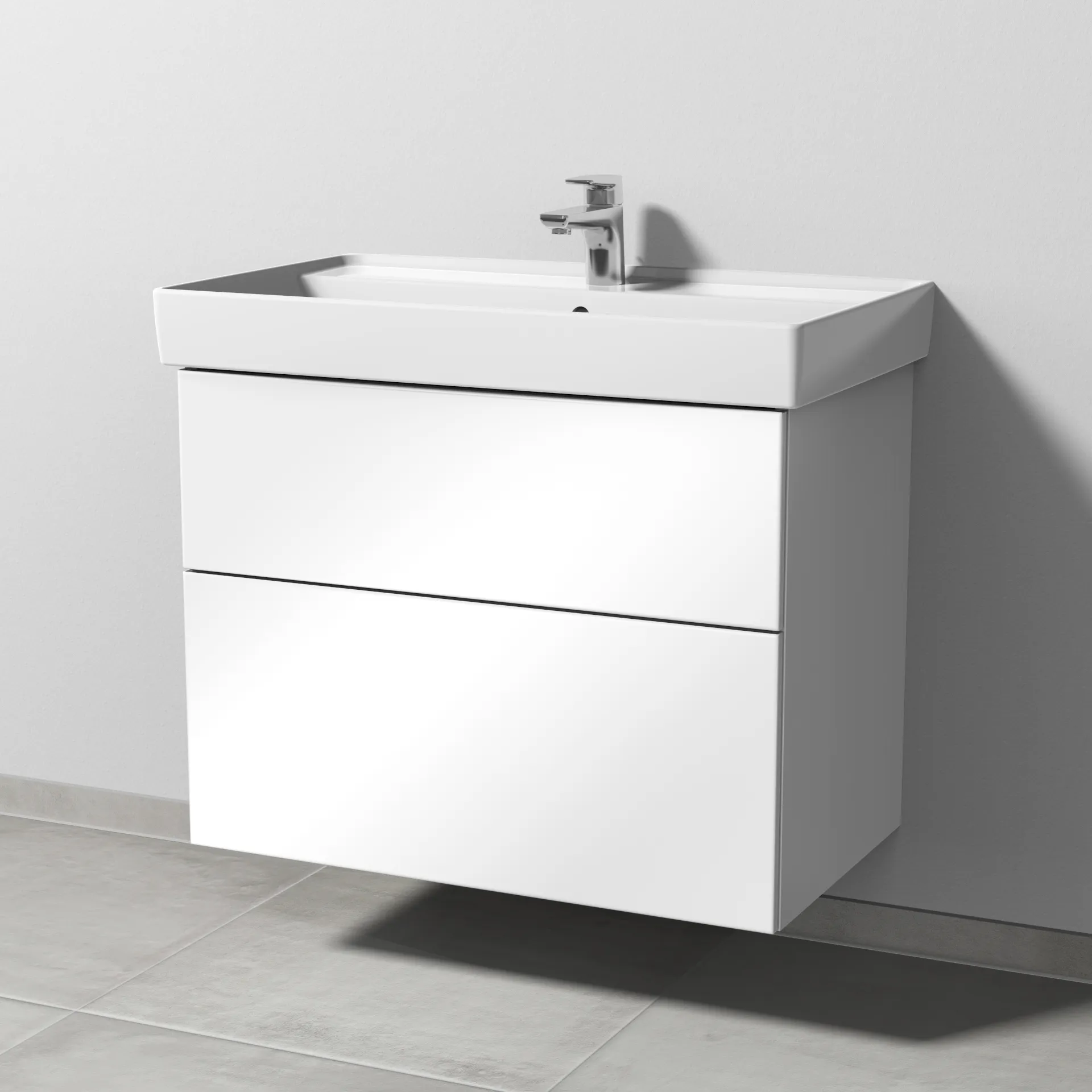 Sanipa Waschtischunterschrank „3way“ passend zu Keramik-Waschtische Collaro von Villeroy & Boch 750 × 588 × 447 mm in Weiß (glanz)
