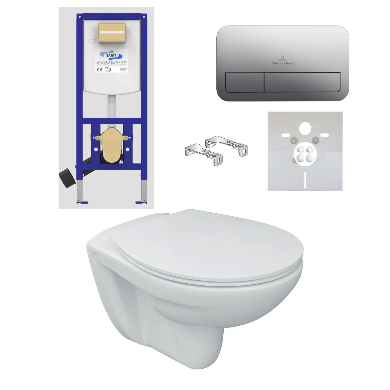 Wand-Tiefspül-WC Wand-WC inkl. WC-Sitz mit Absenkautomatik, Schallschutz, Vorwandelement und Betätigungsplatte chrom „ViConnect“ Wand-Tiefspül-WC Wand-WC inkl. WC-Sitz mit Absenkautomatik, Schallschutz, Vorwandelement und Betätigungsplatte chrom „ViConnect“