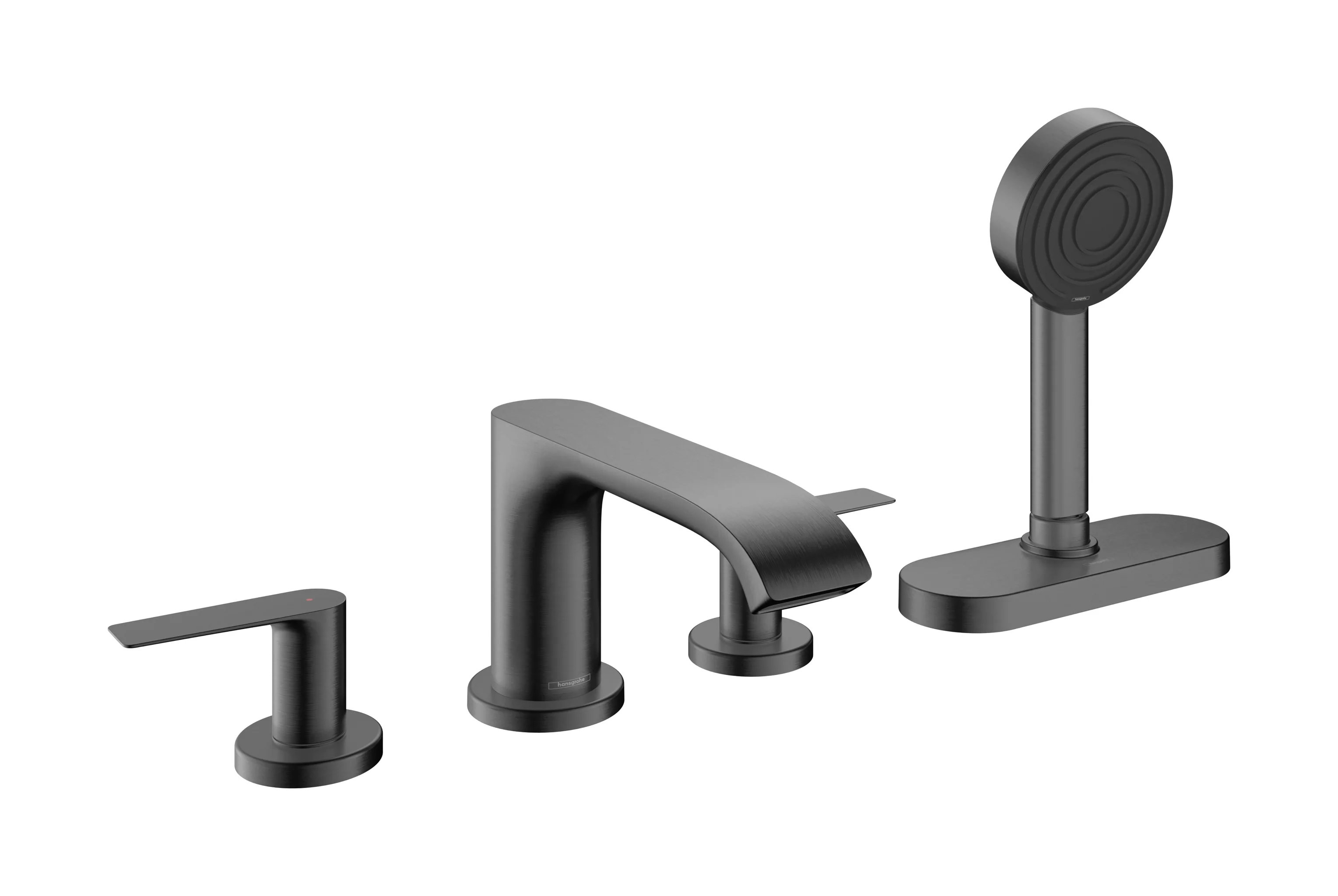 Hansgrohe Vivenis 4-Loch Wannenrandarmatur Brushed Black Chrome, sBox BBC, max. Ausziehänge Handbrause 1,45 m, Durchfluss 23,9 l/min