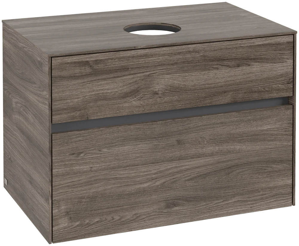 Villeroy & Boch Waschbeckenunterschrank Collaro C03700, 800 x 548 x 500 mm, Stone Oak, mit SoftClosing und integrierten Aluminiumgriffen