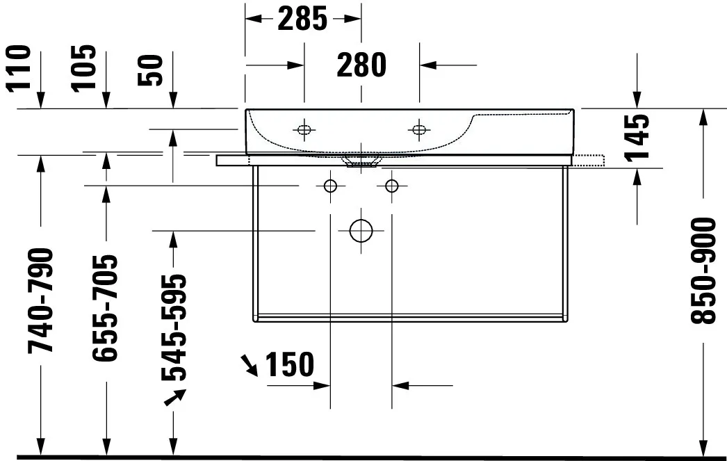 Wandwaschtisch „DuraSquare“, ohne Überlauf, Hahnlochposition mittig Wandwaschtisch „DuraSquare“, ohne Überlauf, Hahnlochposition mittig