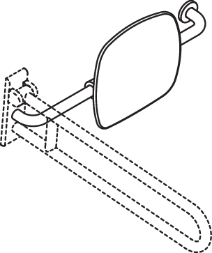 Rückenstütze, WA=150mm, rechts zur Befest.an Wand-/SK-Griff signalweiß