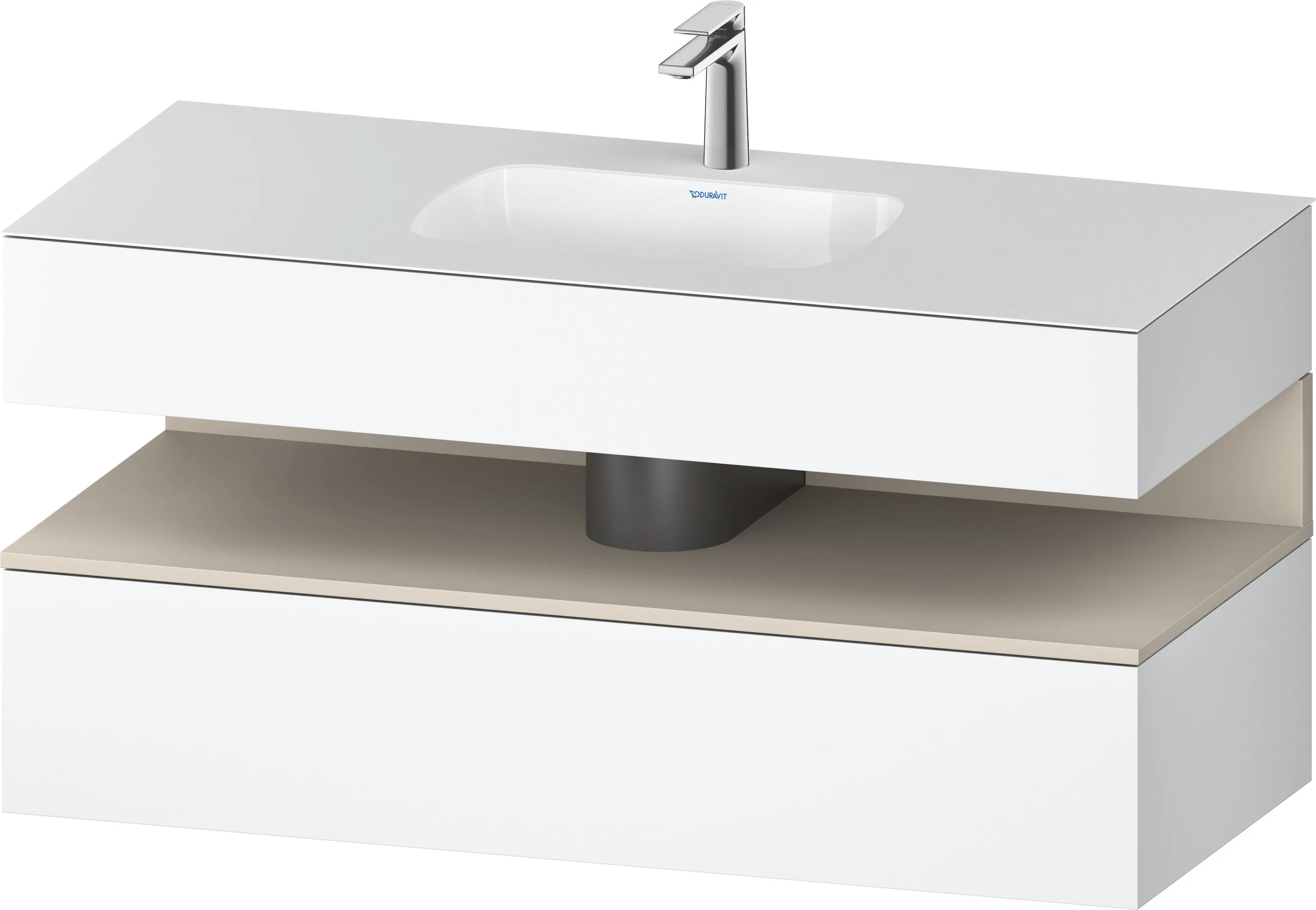 Einbauwaschtisch mit Konsolenwaschtischunterbau „Qatego“ 120 × 55 × 60 cm, ohne Beleuchtung