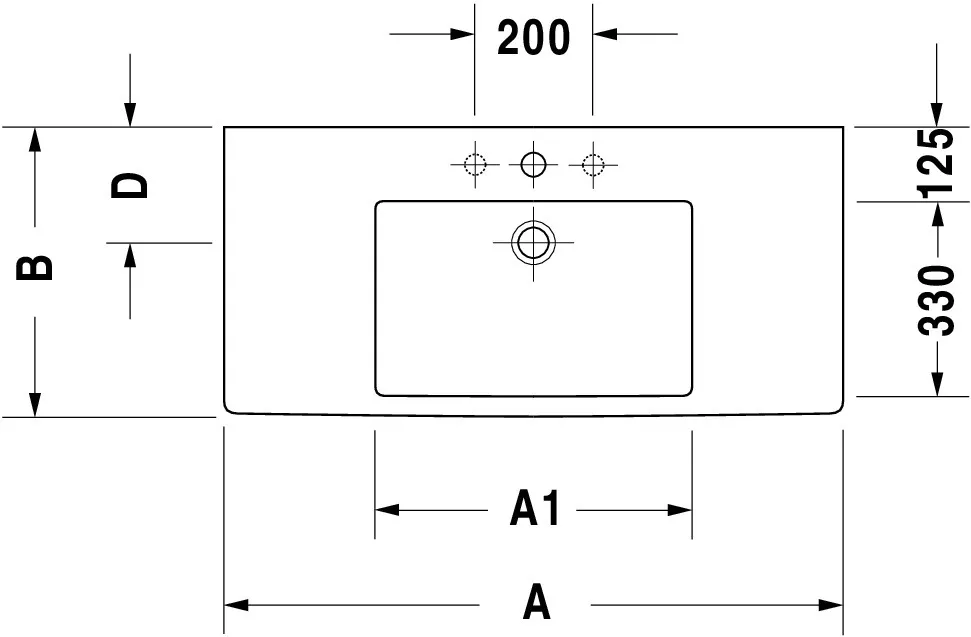 Wandwaschtisch „Vero“, mit Überlauf, Hahnlochposition mittig Wandwaschtisch „Vero“, mit Überlauf, Hahnlochposition mittig