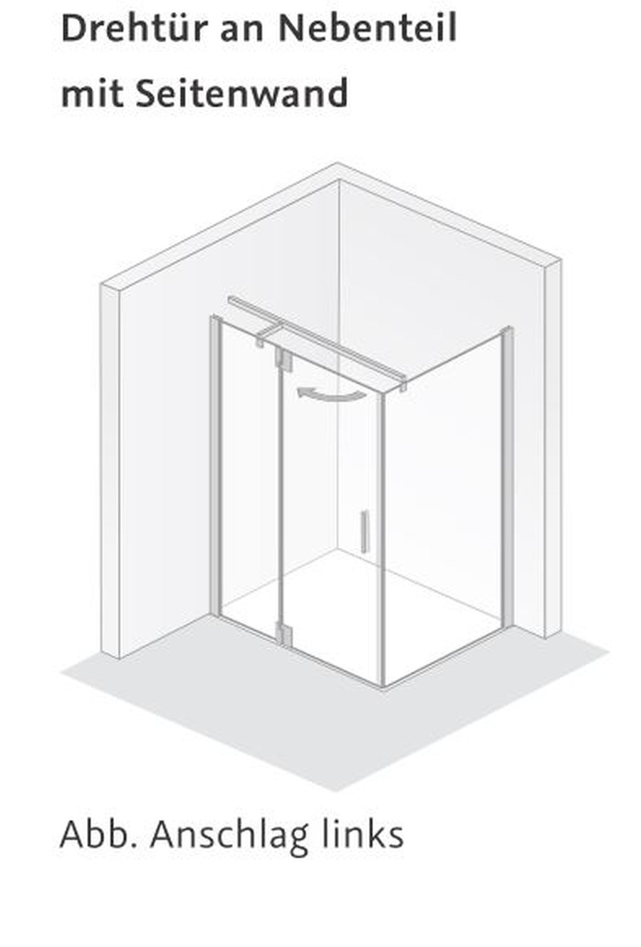HSK Seitenwand für Drehtür an Nebenteil „K2P“ Glas Mattierung mittig (65 cm), Profile Chromoptik (Alu Hochglanz poliert), für 1000 mm, H: 2000 mm HSK Seitenwand für Drehtür an Nebenteil „K2P“ Glas Mattierung mittig (65 cm), Profile Chromoptik (Alu Hochglanz poliert), für 1000 mm, H: 2000 mm