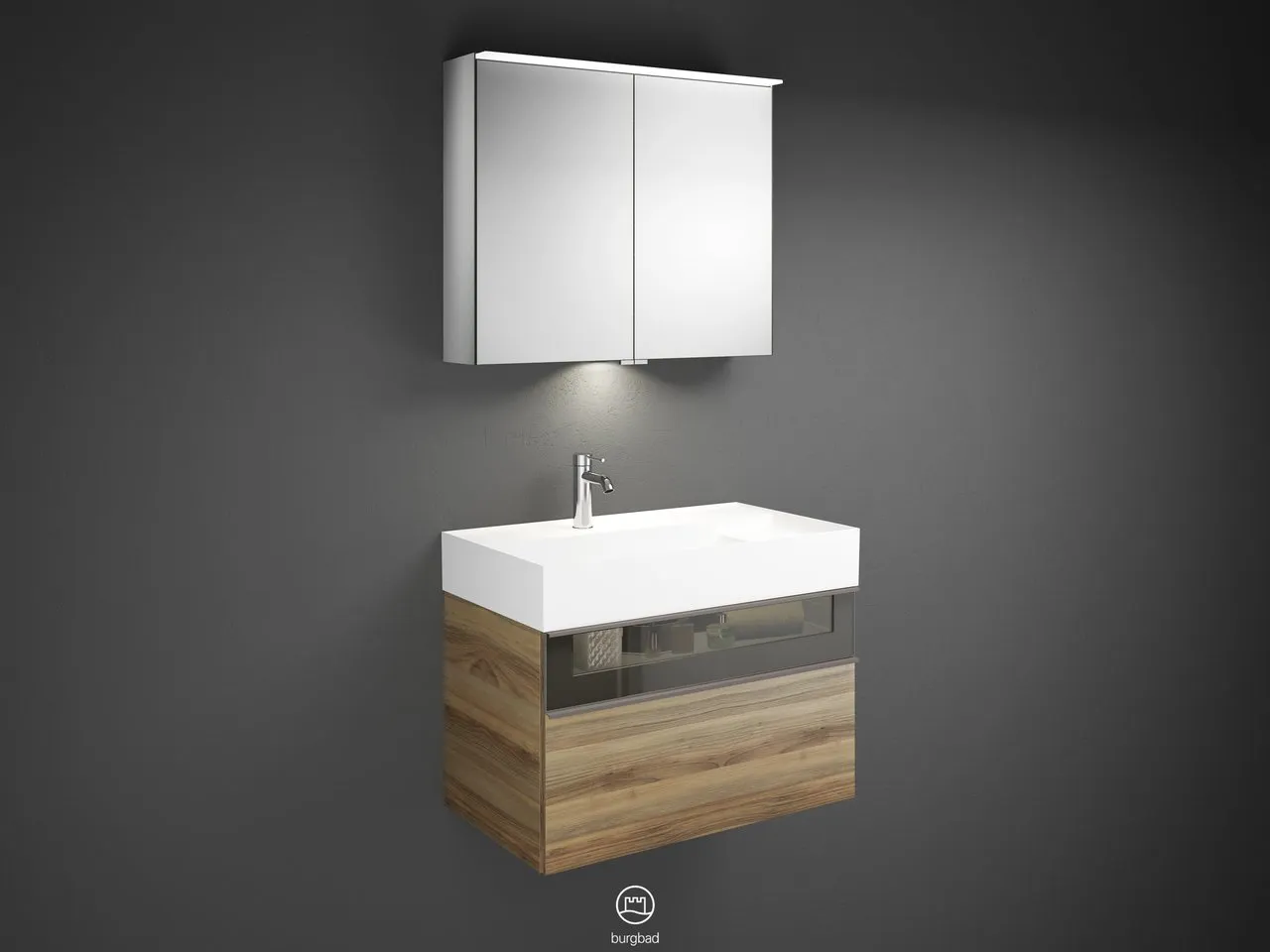 burgbad Yumo SFLA082 Badmöbelset Spiegelschrank mit Mineralguss-Waschtisch burgbad Yumo SFLA082 Badmöbelset Spiegelschrank mit Mineralguss-Waschtisch