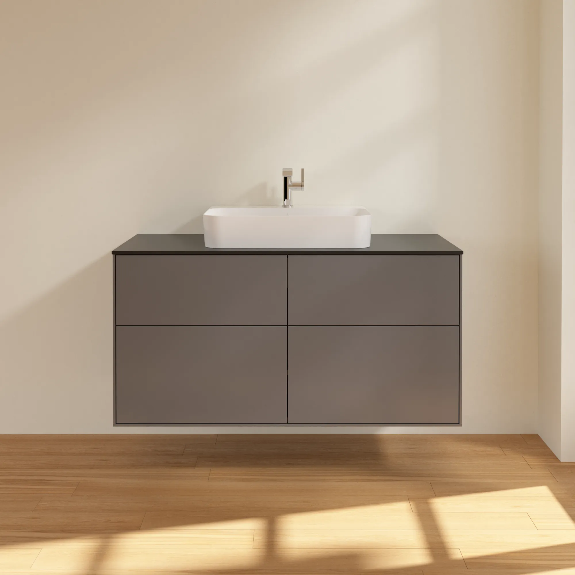 Villeroy & Boch Waschtischunterschrank „Finion“ für Schrankwaschtisch 1200 × 603 × 501 mm Anthracite Matt Lacquer, für Becken mittig Villeroy & Boch Waschtischunterschrank „Finion“ für Schrankwaschtisch 1200 × 603 × 501 mm Anthracite Matt Lacquer, für Becken mittig