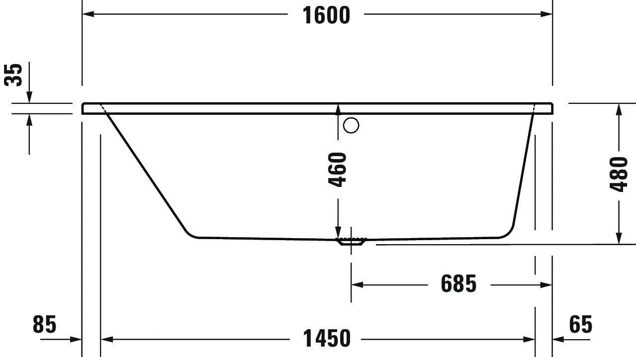 Duravit Badewanne „No.1“ trapez 1600 × 850 mm, links in Weiß Duravit Badewanne „No.1“ trapez 1600 × 850 mm, links in Weiß