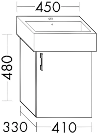 Waschtischunterschrank Sys30 von burgbad - 1 Tür, 410 mm breit, 330 mm tief, 480 mm hoch