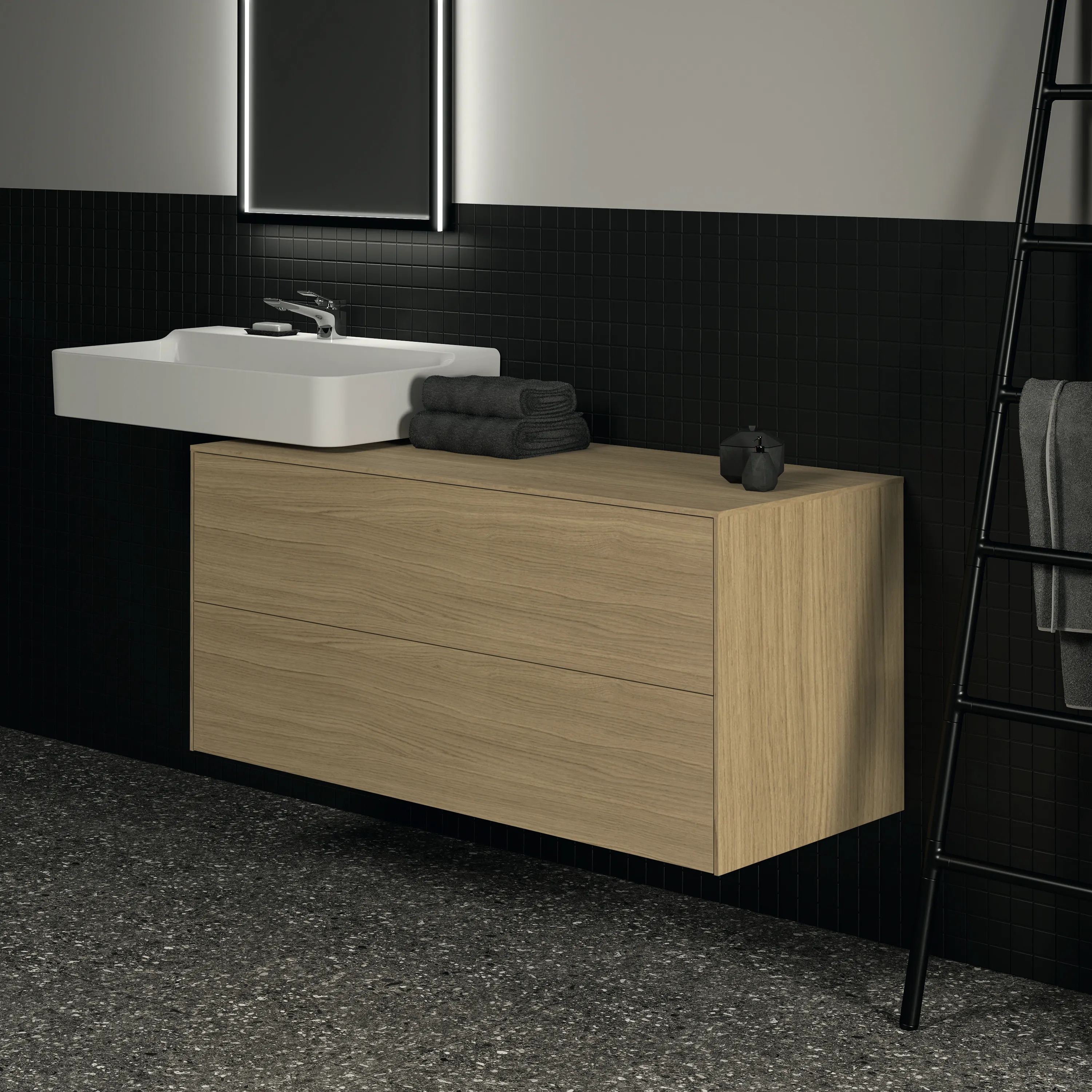 Ideal Standard Waschtischunterschrank „Conca“ 120,2 × 55 × 50,5 cm Eiche hell Furnier Ideal Standard Waschtischunterschrank „Conca“ 120,2 × 55 × 50,5 cm Eiche hell Furnier