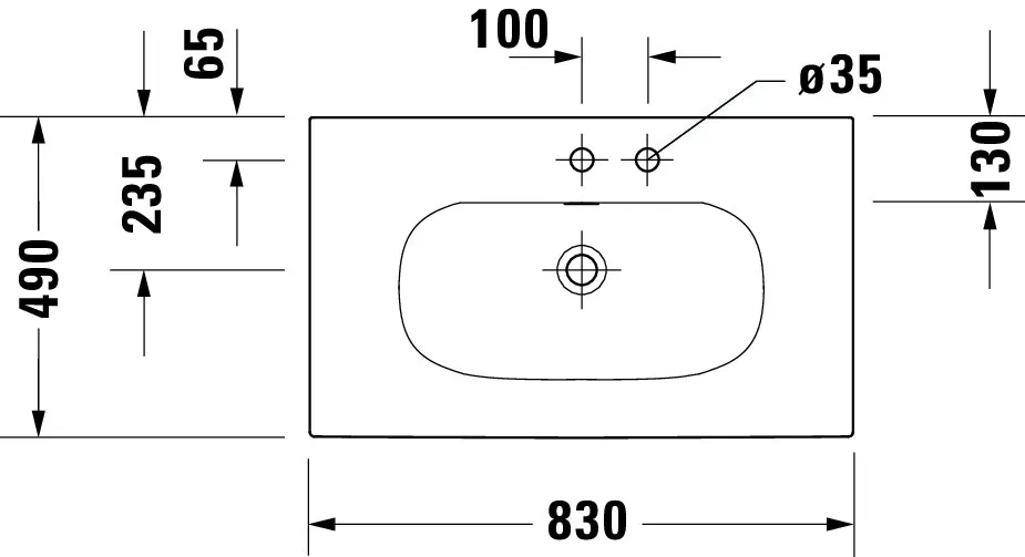 Möbelwaschtisch Viu 830mm, Weiß mitÜL, mitHLB, 1 HL.