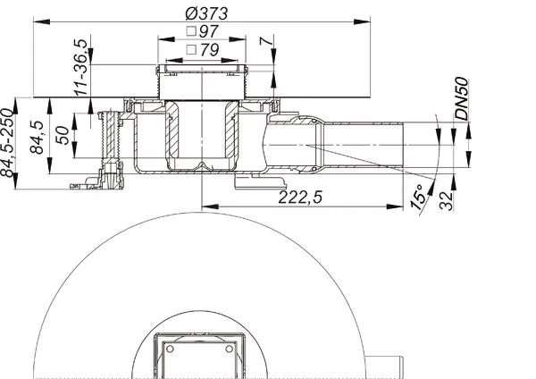 Bodenablauf DallDrain Individual, DN 50, 100 x 100 mm
