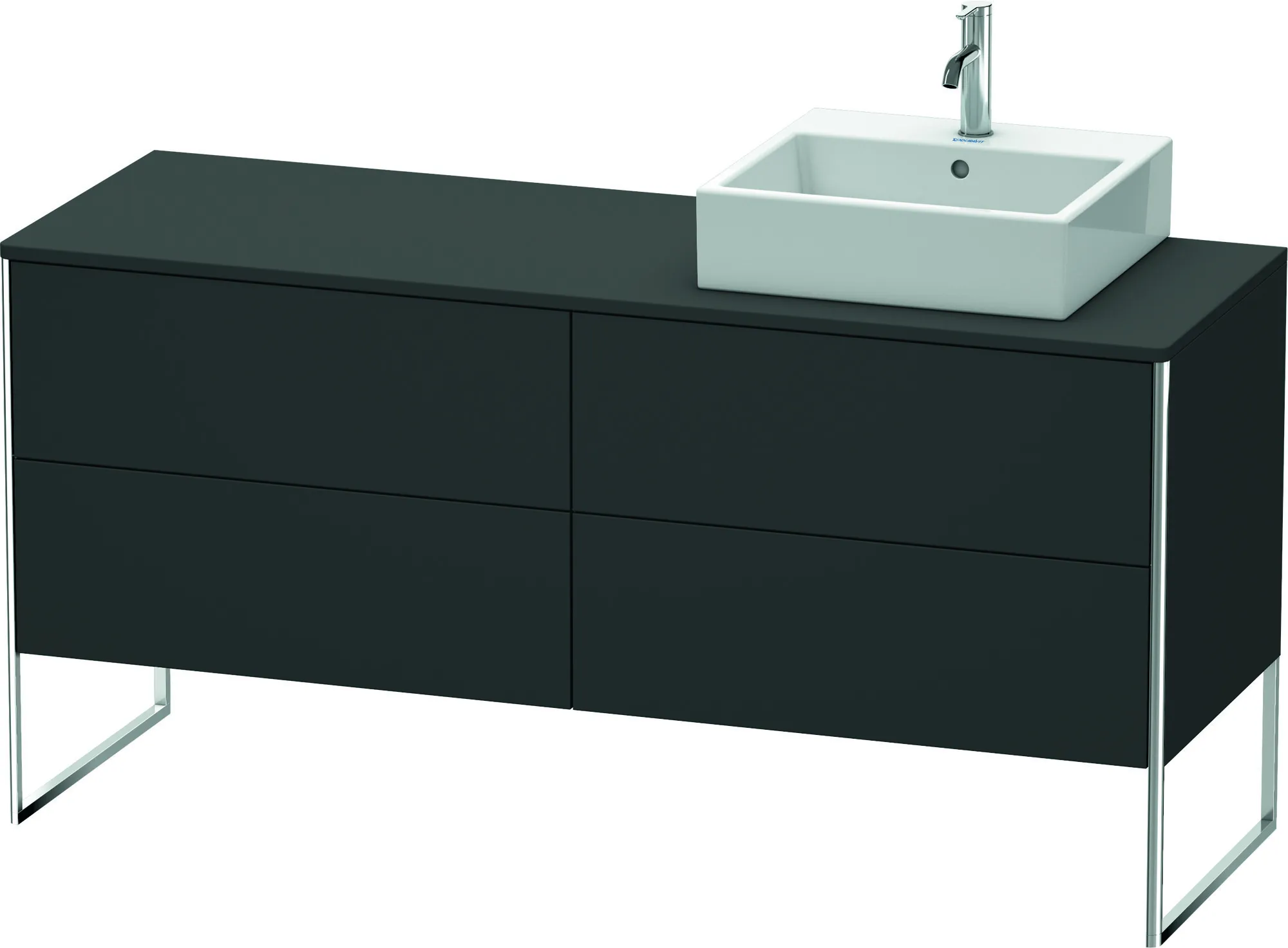 Duravit Waschtischunterschrank bodenstehend „XSquare“ 160 × 77,8 × 54,8 cm Graphit Supermatt