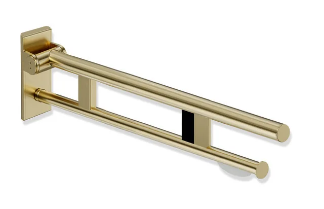 HEWI System 900 Mobiler Stützklappgriff Duo, Design A, Edelstahl PVD, Ausladung 700 mm, rechts