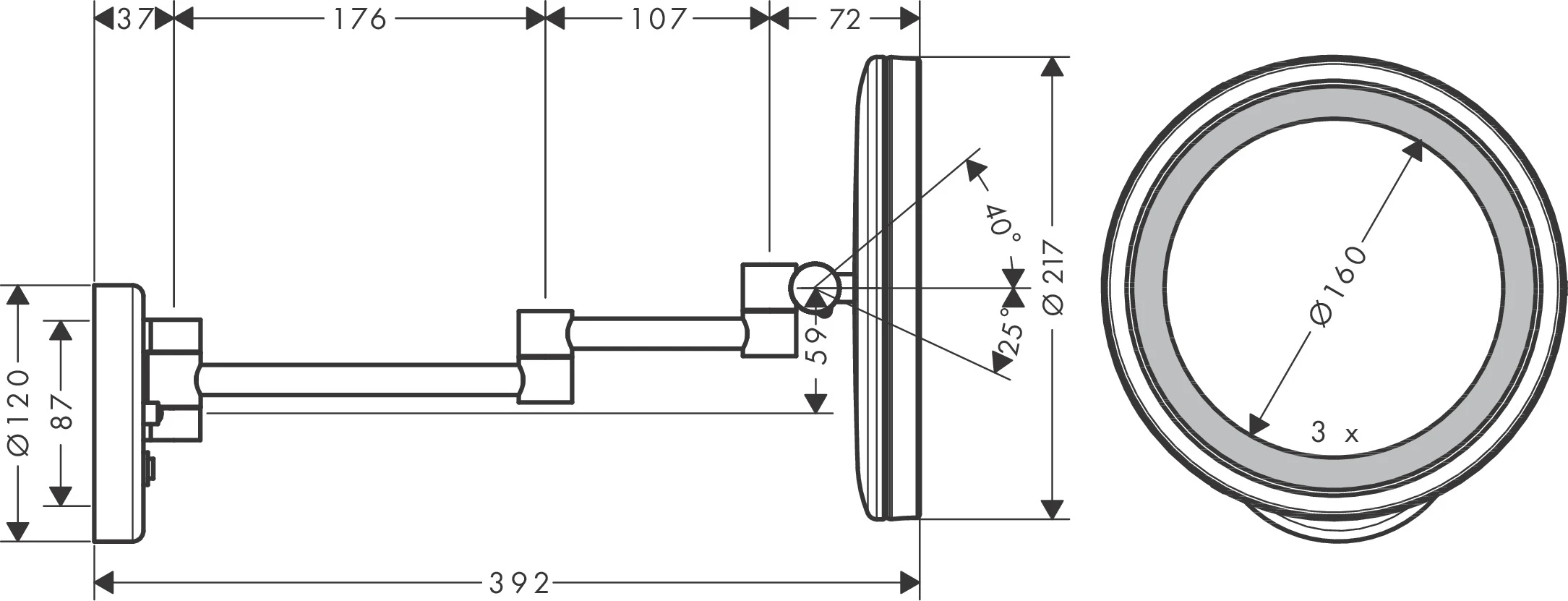 Rasierspiegel Logis Universal chrom mit LED Licht