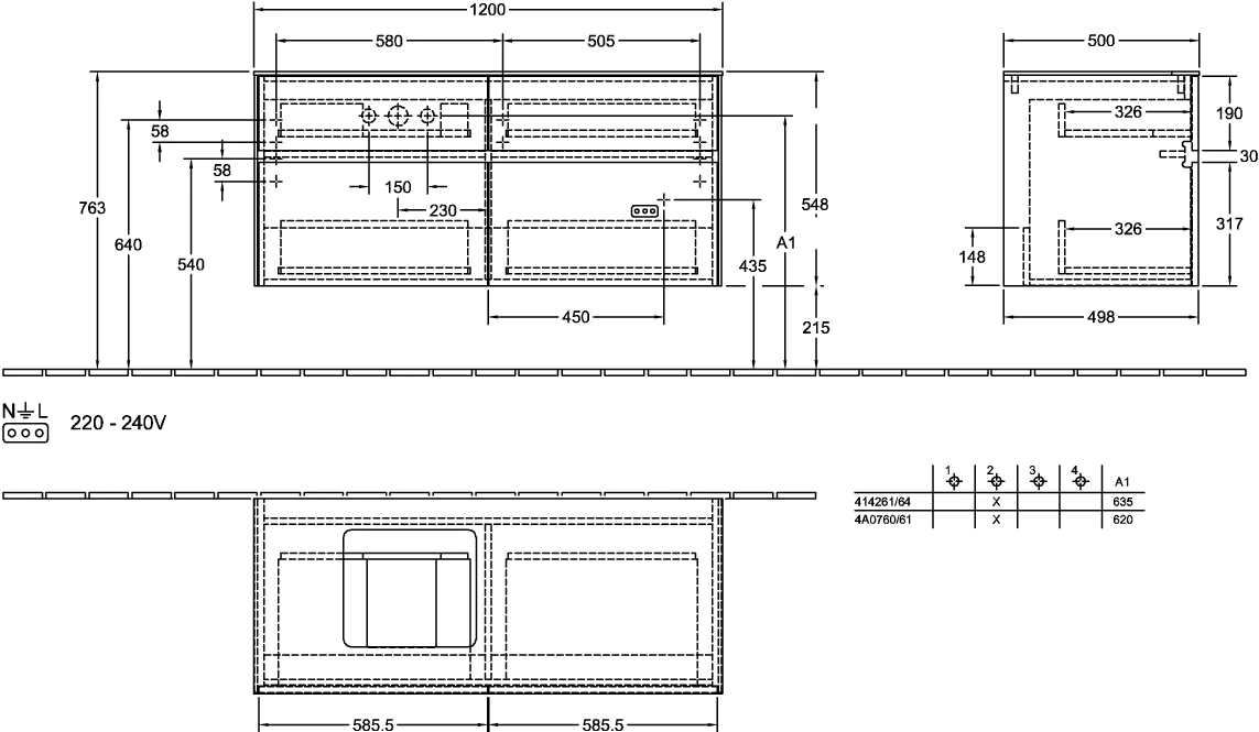 Villeroy & Boch Waschtischunterschrank „Collaro“ 1200 × 548 × 500 mm Volcano Black, ohne Beleuchtung, für Becken links Villeroy & Boch Waschtischunterschrank „Collaro“ 1200 × 548 × 500 mm Volcano Black, ohne Beleuchtung, für Becken links