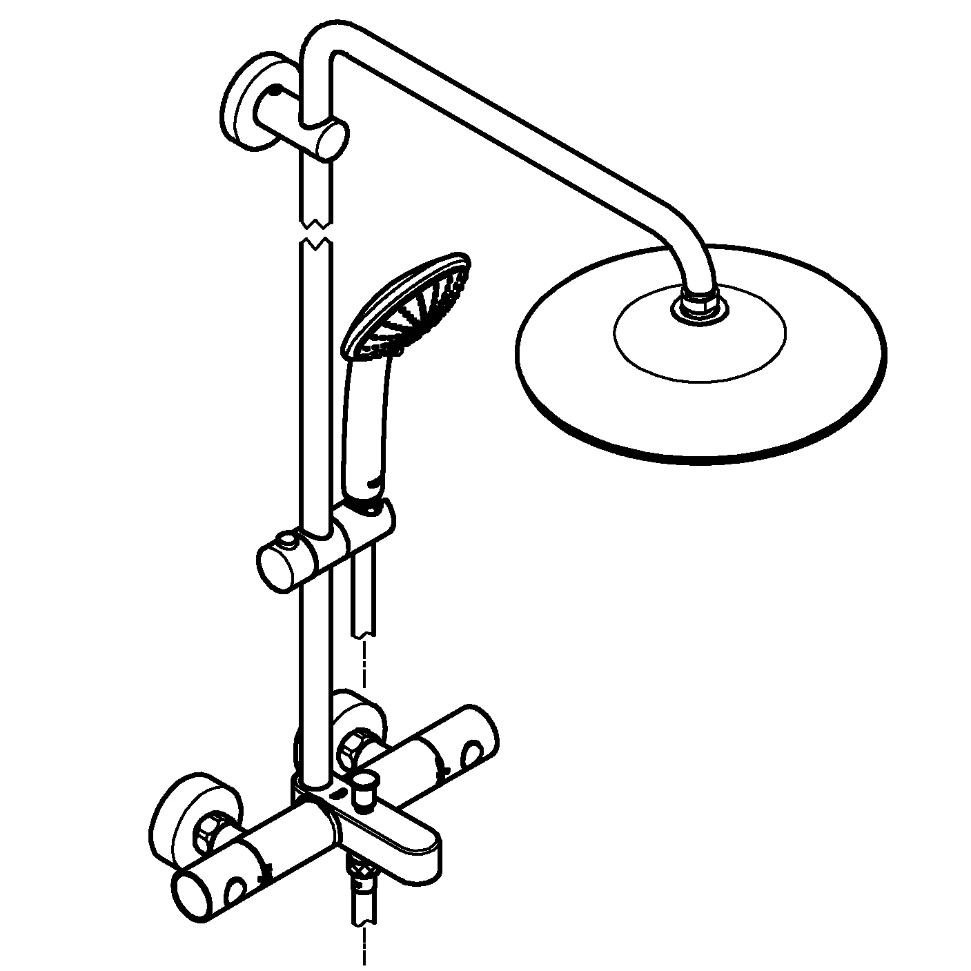 Duschsystem Euphoria System 260 27475_2, Aufputz-Thermostat mit Aquadimmer Funktion, Wandmontage, 450 mm Duscharm, Kopfbrause Euphoria 260 (26457), Handbrause Euphoria 110 Massage (27239), chrom