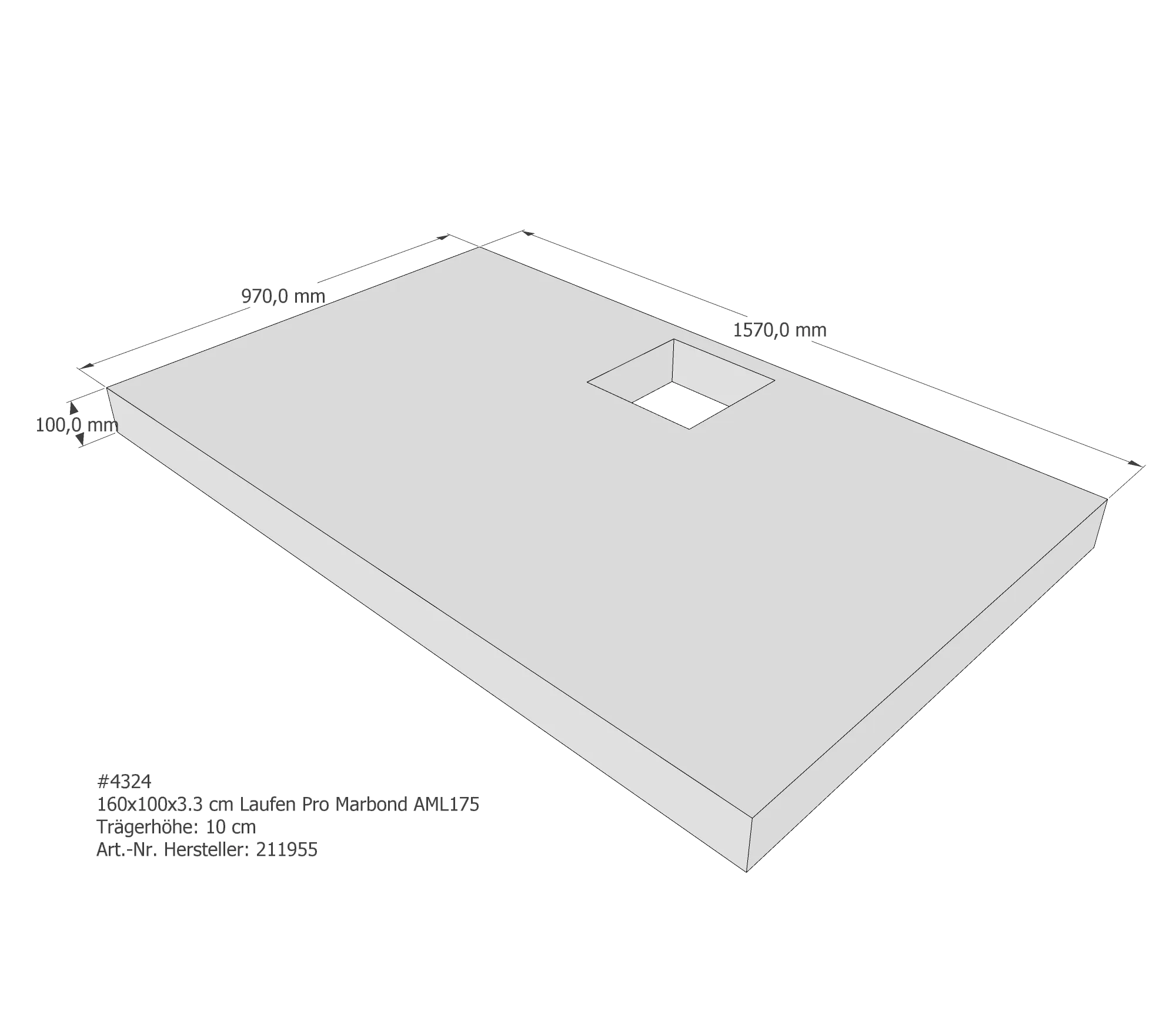 Duschwannenträger passend für Laufen Marbond_Pro 160 × 100 × 3,3 cm Duschwannenträger passend für Laufen Marbond_Pro 160 × 100 × 3,3 cm