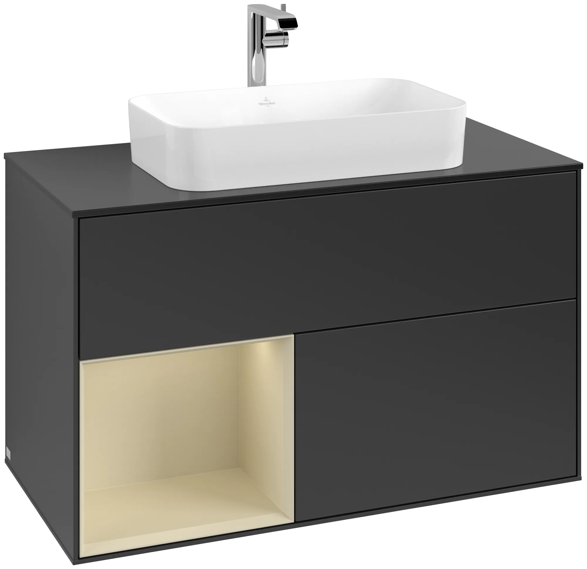 Villeroy & Boch Waschbeckenunterschrank Finion F24, 1000x603x501 mm, Black Matt Lacquer, mit Beleuchtung und Push-to-open Funktion Villeroy & Boch Waschbeckenunterschrank Finion F24, 1000x603x501 mm, Black Matt Lacquer, mit Beleuchtung und Push-to-open Funktion