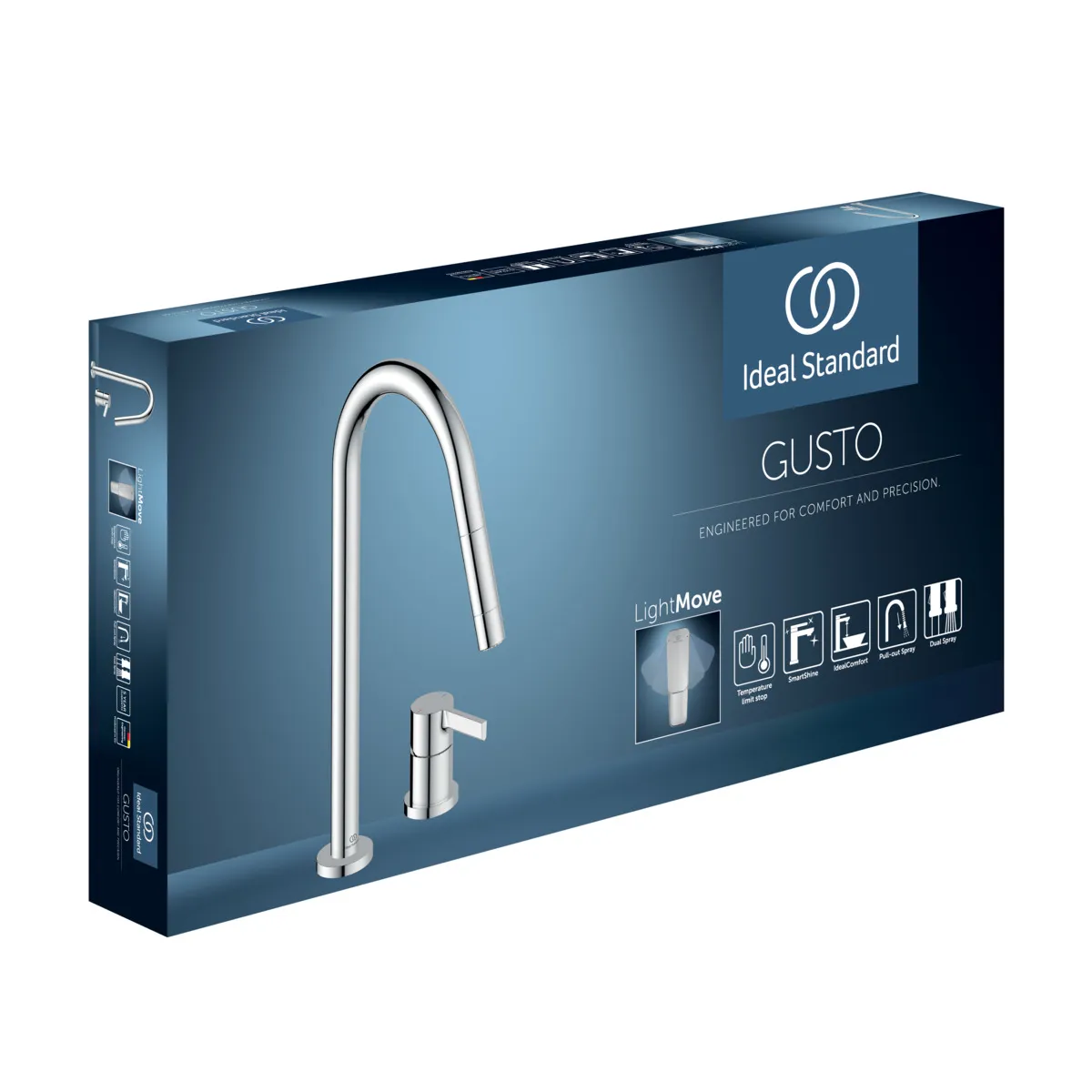 Ideal Standard Gusto 2-Loch-Küchenarmatur Ausladung 240mm 2-Funktions-Brause Chrom Ideal Standard Gusto 2-Loch-Küchenarmatur Ausladung 240mm 2-Funktions-Brause Chrom