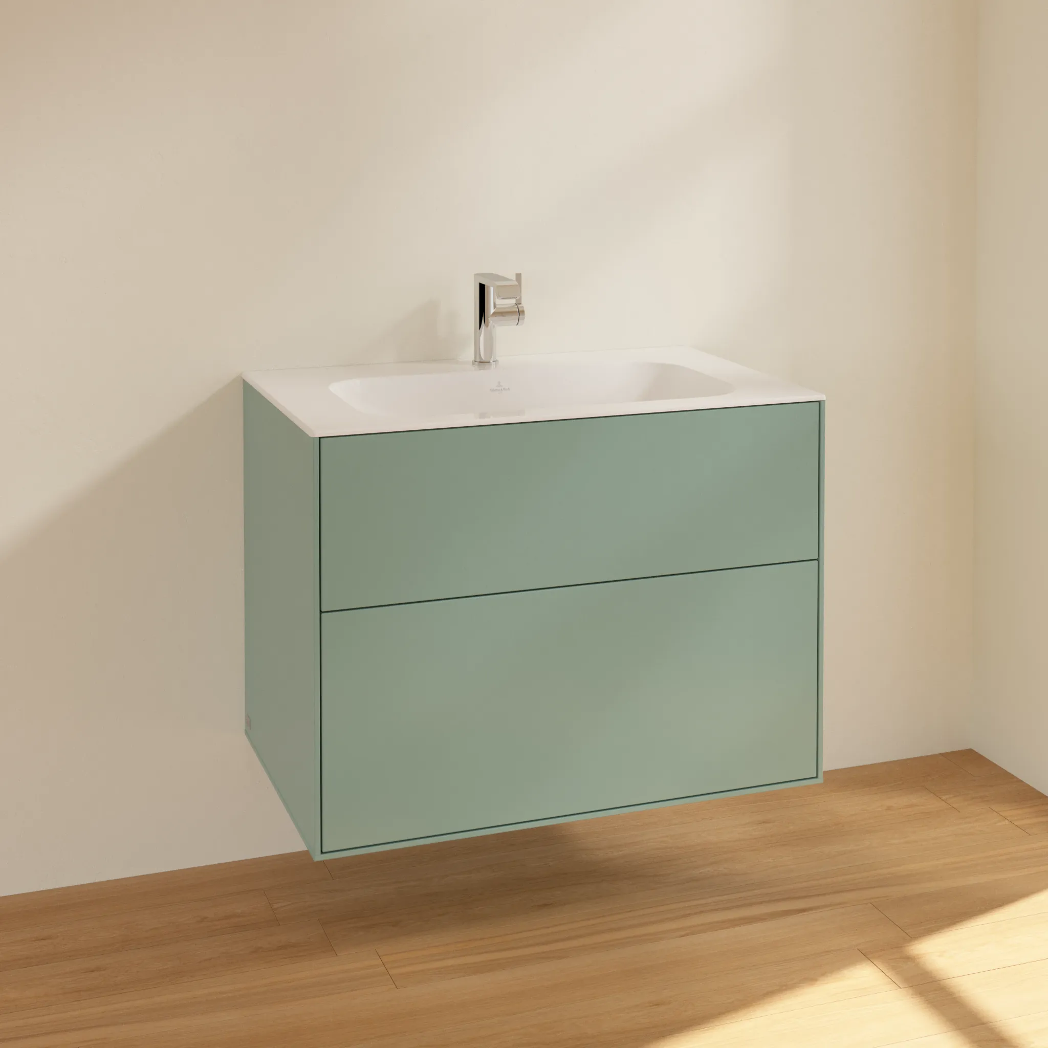 Villeroy & Boch Waschtischunterschrank „Finion“ für Schrankwaschtisch 796 × 591 × 498 mm Olive Matt Lacquer, für Becken mittig