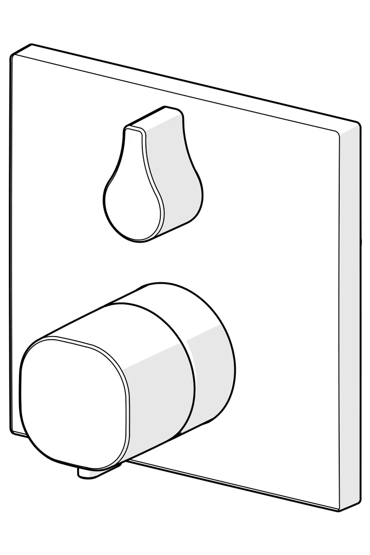 HansaLIVING Wannen- und Brausearmatur Thermostat Fertigsets HansaLIVING 8114 Rosette eckig Chrom HansaLIVING Wannen- und Brausearmatur Thermostat Fertigsets HansaLIVING 8114 Rosette eckig Chrom