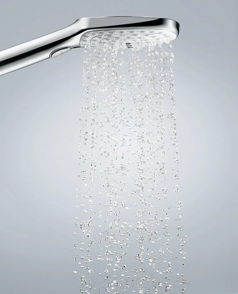 Hansgrohe Handbrause Raindance Select E EcoSmart Chrom, 120 mm Brausekopfgröße, 3 Strahlarten, QuickClean, max. Durchfluss 8,5 l/min bei 3 bar
