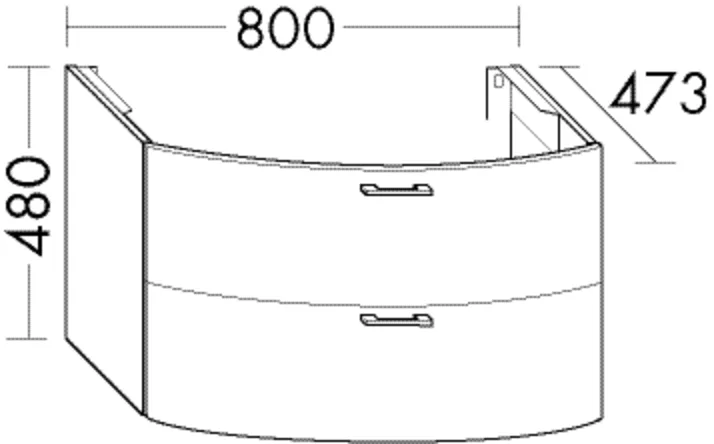 Burgbad Waschtischunterschrank Sys30, 800 mm breit, 480 mm hoch, 2 Auszüge gebogen, inkl. Metallkonsolen