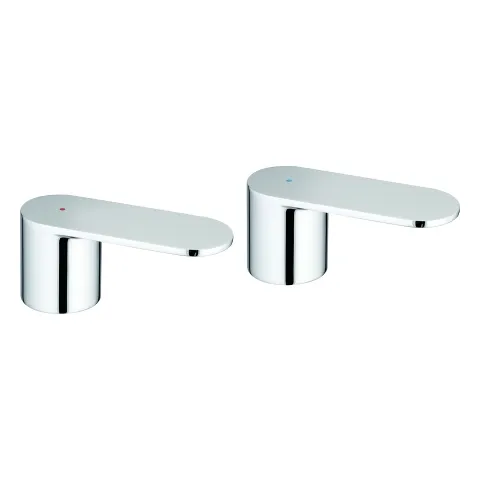 Griffpaar 48306, für Eurosmart Cosmopolitan, Metall, Markierung blau/rot, für 3-Loch-Waschtischbatterie, chrom Griffpaar 48306, für Eurosmart Cosmopolitan, Metall, Markierung blau/rot, für 3-Loch-Waschtischbatterie, chrom