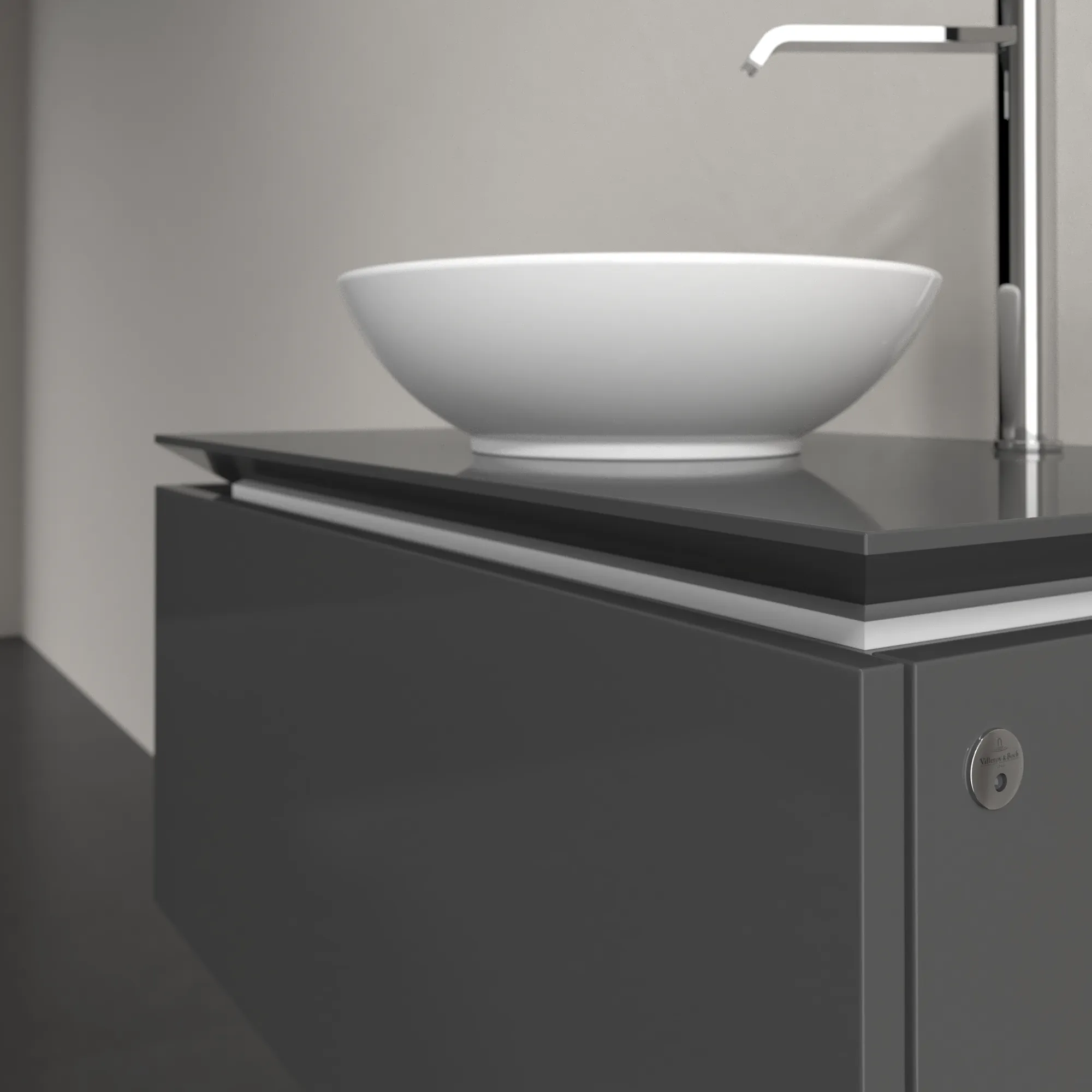 Villeroy & Boch Waschtischunterschrank „Legato“ für Schrankwaschtisch 800 × 380 × 500 mm Glossy Grey, für Becken mittig