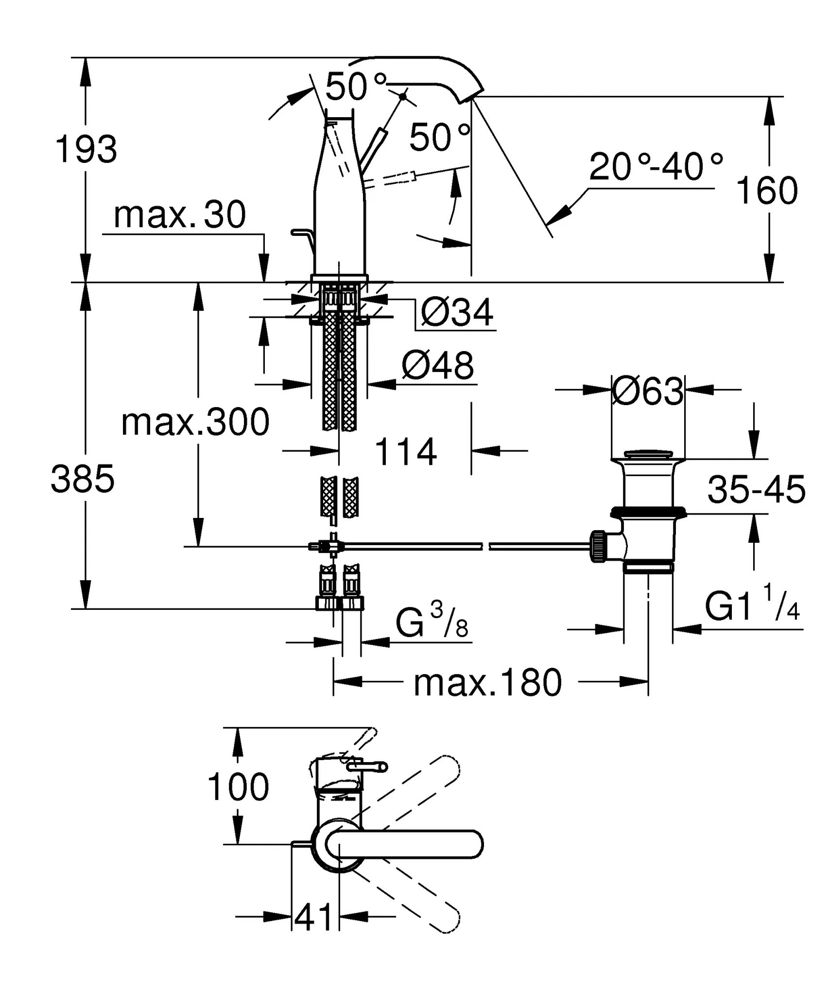 Grohe Einhand-Waschtischbatterie Essence Einlochmontage M-Size in cool sunrise gebürstet Grohe Einhand-Waschtischbatterie Essence Einlochmontage M-Size in cool sunrise gebürstet