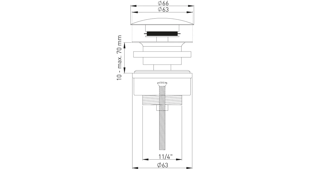 AS Design-Ablaufventil 1 1/4″ matt schwarz, Druckverschlussexcenterstopfen