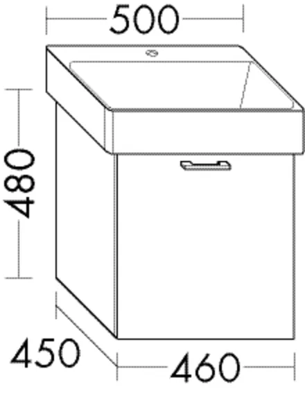 Waschtischunterschrank Sys30 von burgbad – 450 mm tief, 460 mm breit, 480 mm hoch, 1 Auszug, PG1