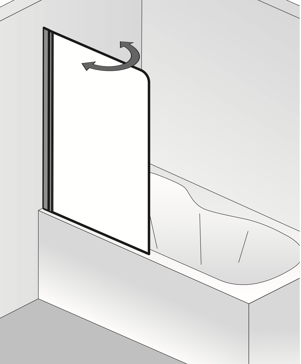 HSK gerahmte Badewannenaufsatz 1-teilig „Favorit Nova“ Glas Linea 01 (80 cm), Profile Chromoptik (Alu Hochglanz poliert) HSK gerahmte Badewannenaufsatz 1-teilig „Favorit Nova“ Glas Linea 01 (80 cm), Profile Chromoptik (Alu Hochglanz poliert)