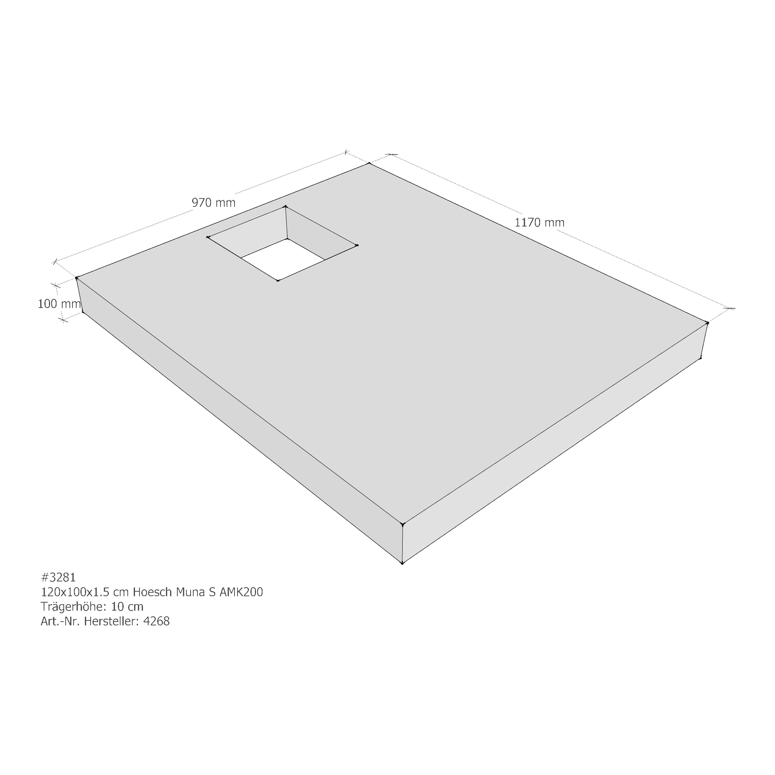 Duschwannenträger für Hoesch Muna S 120 × 100 × 1,5 cm