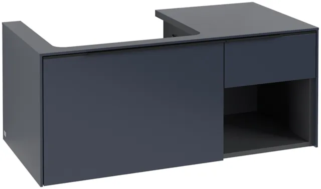 Villeroy & Boch Waschtischunterschrank mit Regalelement „Subway 3.0“ für Schrankwaschtisch 1001 × 423 × 516 mm Marine Blue, für Becken links Villeroy & Boch Waschtischunterschrank mit Regalelement „Subway 3.0“ für Schrankwaschtisch 1001 × 423 × 516 mm Marine Blue, für Becken links