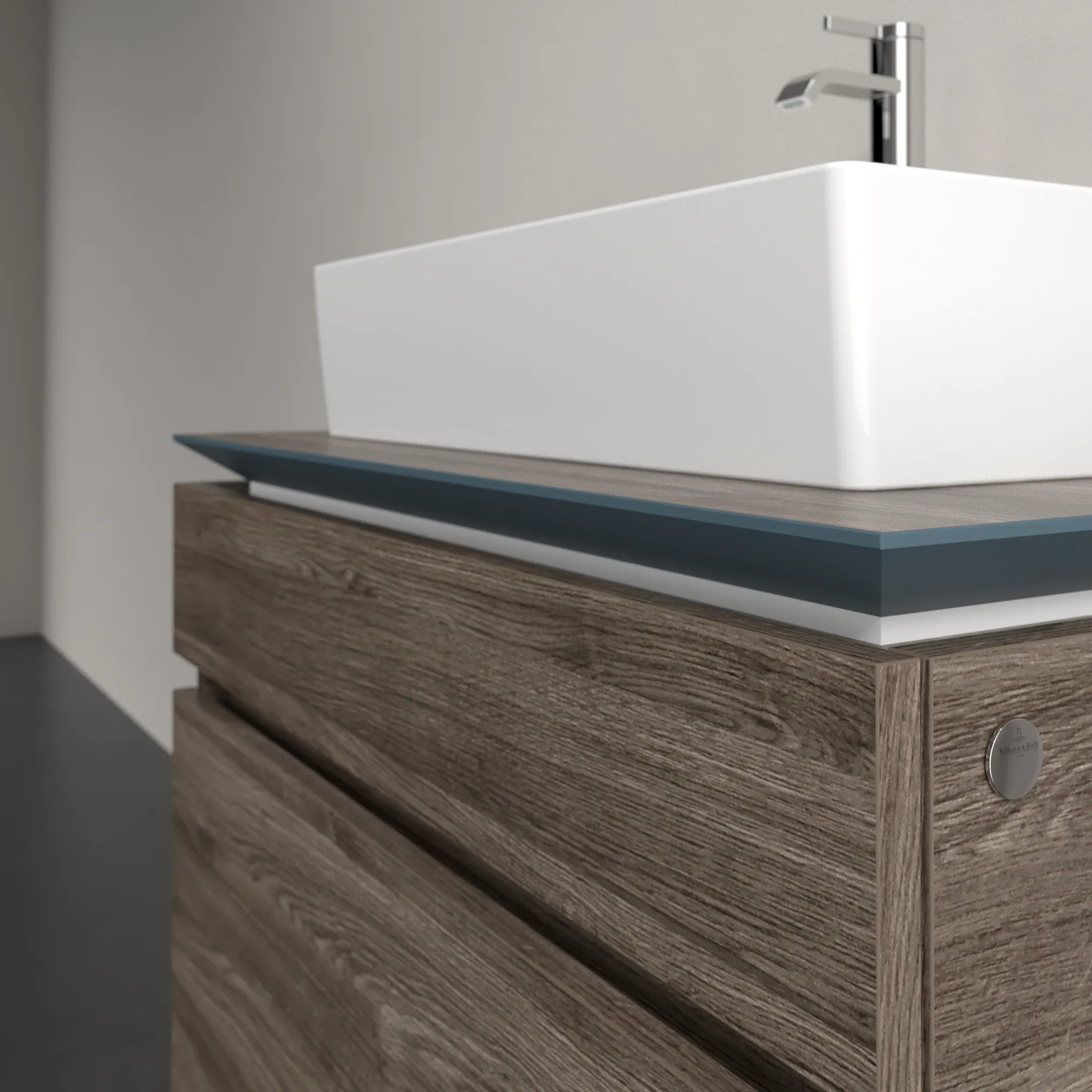 Villeroy & Boch Waschtischunterschrank „Legato“ für Schrankwaschtisch 800 × 550 × 500 mm Stone Oak, für Becken mittig