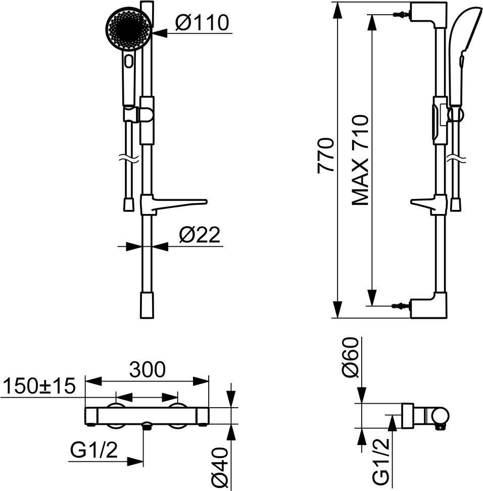 Zweihand-Duscharmatur „Prisma“ in Chrom Zweihand-Duscharmatur „Prisma“ in Chrom