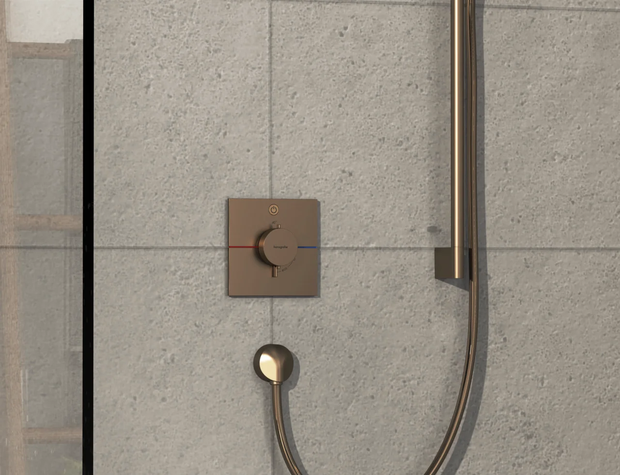 Hansgrohe ShowerSelect Comfort E Thermostat Unterputz, Brushed Bronze, 1 Verbraucher, flache Rosette, einfache Installation